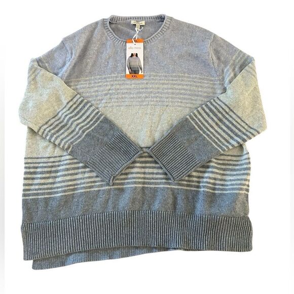 Ella Moss Women's Crewneck Long Sleeve Sweater, Blue Stripe, XXL, NWT - Picture 4 of 8